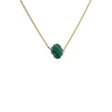 Collier doré petit trèfle en malachite facettée 40 cm