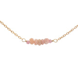 Collier doré opale rose et tourmaline rose 38 cm