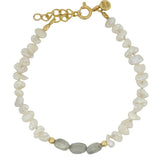 Cultured pearl and labradorite trilogy bracelet