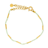 Bracelet doré prehnite et tubes