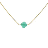 Gold clover necklace with natural stone