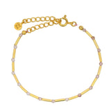 Bracelet doré pierre de lune et tubes dorés