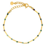 Bracelet doré rubis zoisite alterné avec des tubes dorés