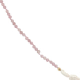 Collier doré en tourmaline rose, 5 perles de culture et perles dorées 42 cm