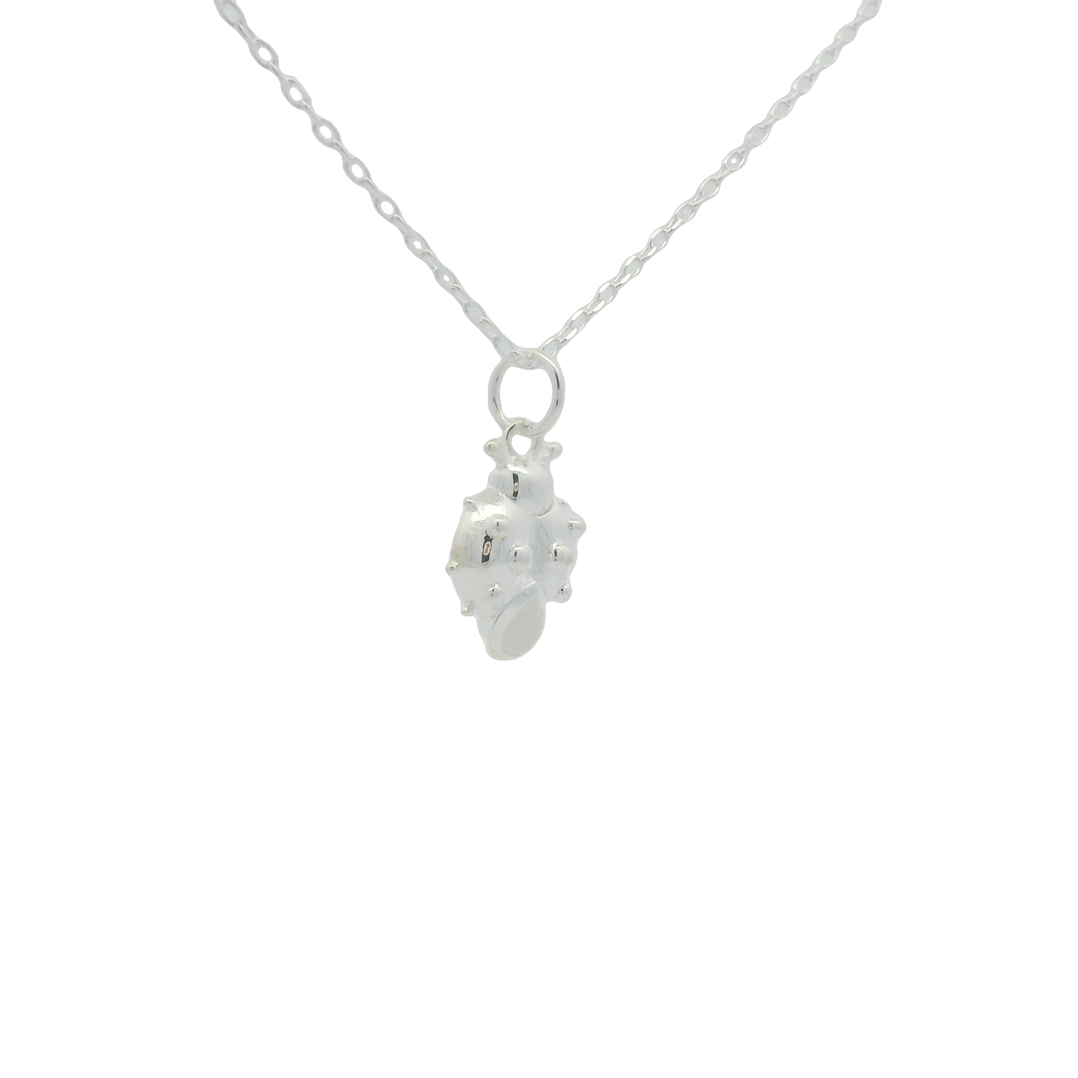 Collier argent 925 coccinelle avec pierre de lune 42 cm