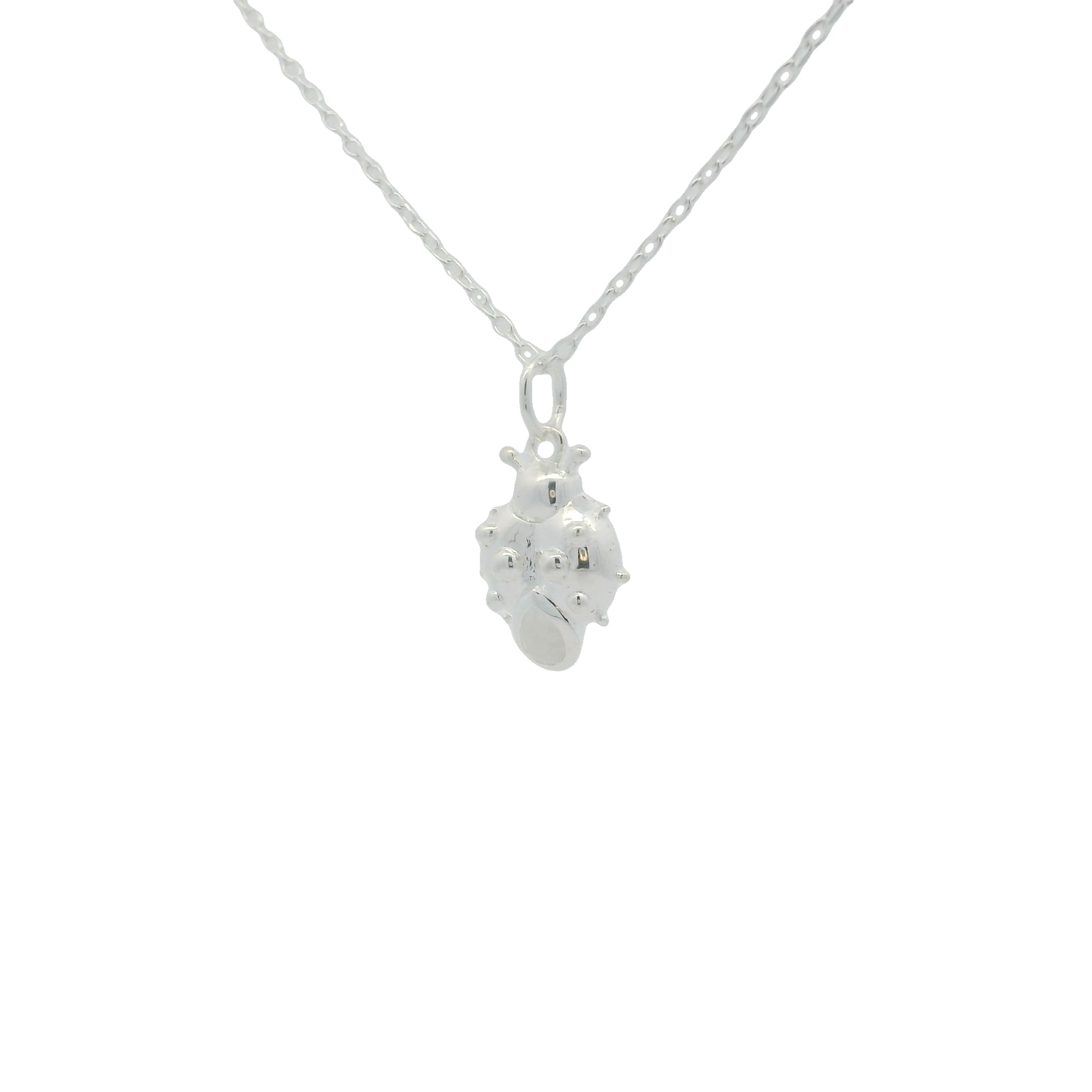 Collier argent 925 coccinelle avec pierre de lune 42 cm
