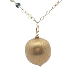 Sautoir Bola doré boule brossée 110 cm