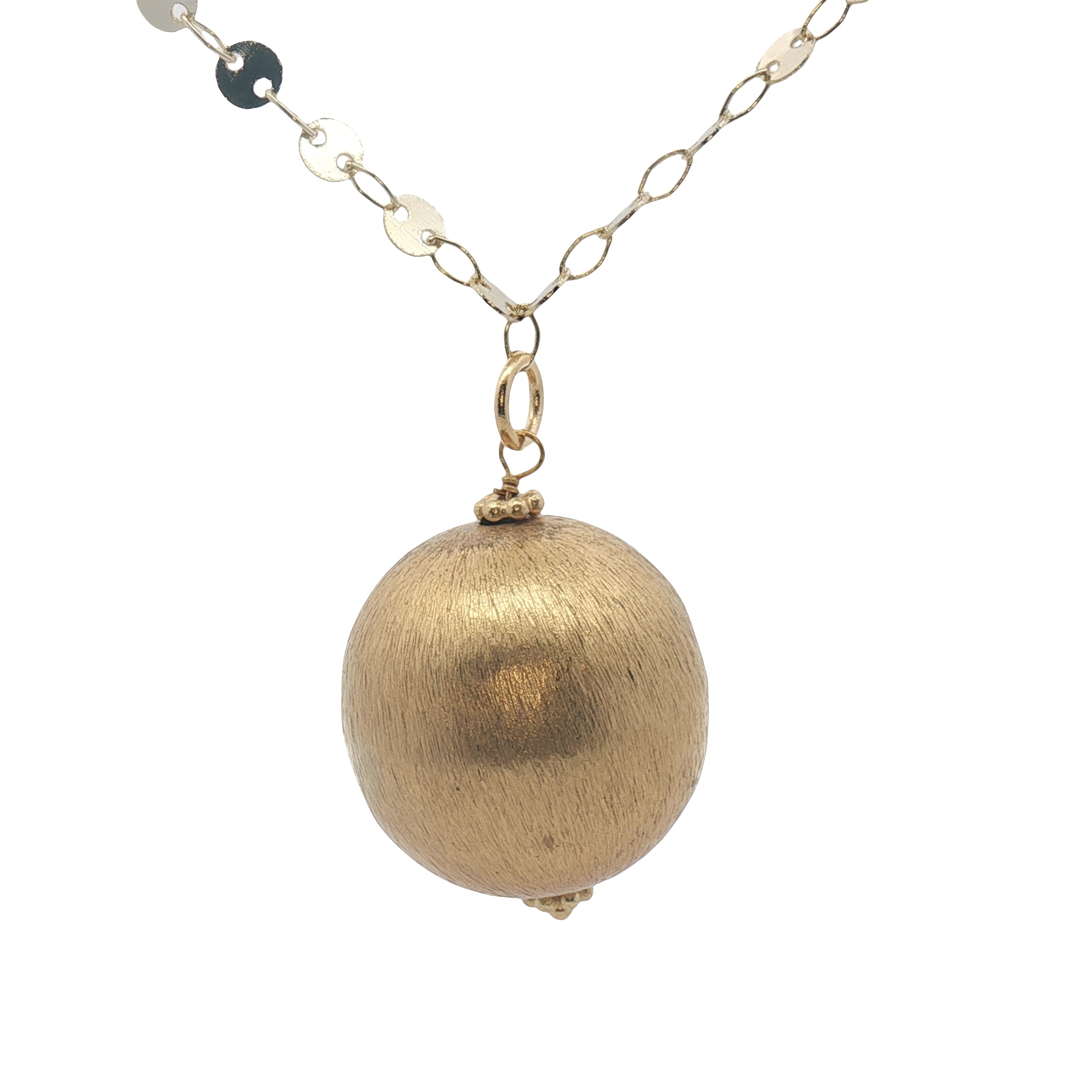 Sautoir Bola doré boule brossée 110 cm
