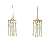 Boucles d'oreilles dorées cascade en prehnite et zircons blancs