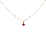 Small golden red blown glass eye necklace