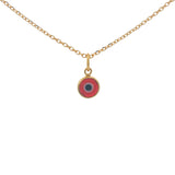 Small golden red blown glass eye necklace