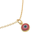 Small golden red blown glass eye necklace