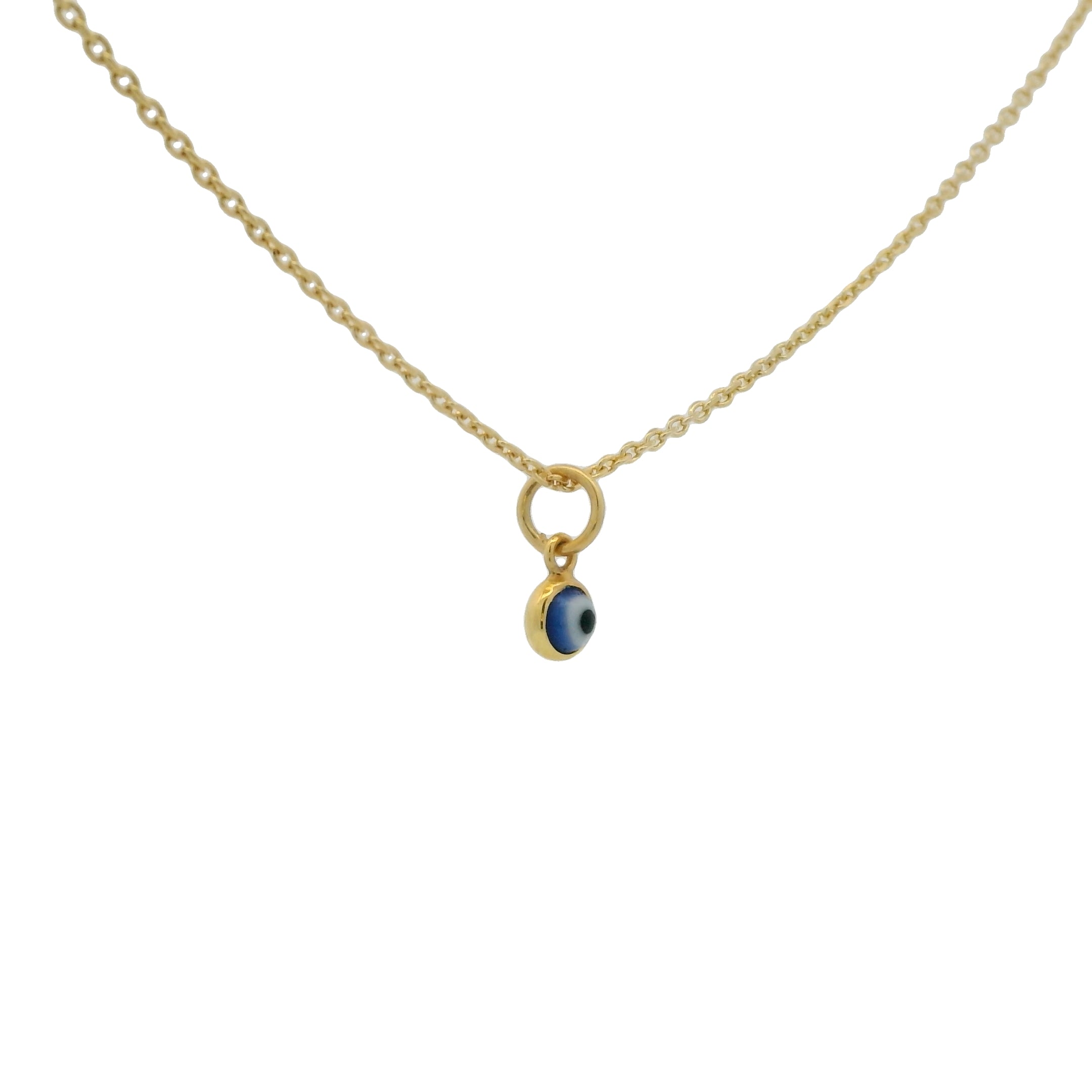 Collier doré petit oeil bleu en verre soufflé 42 cm