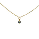 Small blown glass eye gold necklace