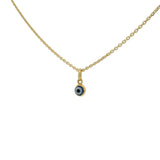 Small blown glass eye gold necklace