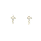 Boucles d'oreilles en argent 925 fleur avec zircons blancs et pampille