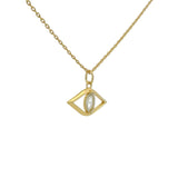 Collier doré oeil ajouré et préhnite 42 cm