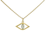 Collier doré oeil ajouré et préhnite 42 cm