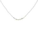 Collier doré en pierre de lune, 5 perles de culture et perles dorées 42 cm