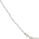 Collier doré en pierre de lune, 5 perles de culture et perles dorées 42 cm