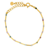 Bracelet doré Tourmaline alternée avec des tubes dorés