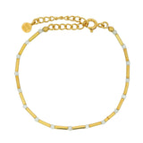 Bracelet doré pierre de lune et tubes dorés
