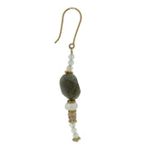 Boucles d'oreilles pendantes dorées Labradorite, Pierre de Lune, Tourmaline et Prehnite