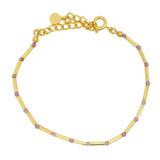 Bracelet tubes dorés et quartz rose