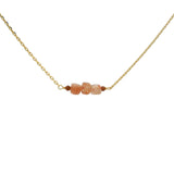 Collier doré trio de pierre de lune pêche carrées 40 cm