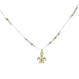 Collier fil blanc pierre de lune petite tortue dorée 44 cm