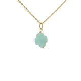 Collier doré grand trèfle amazonite 42 cm
