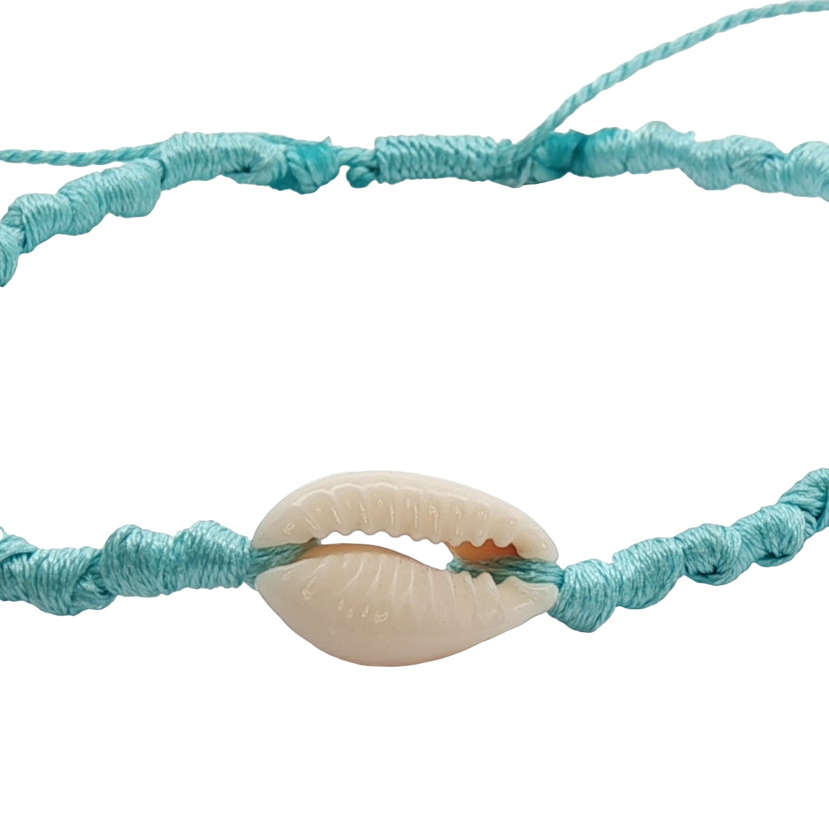 Bracelet cordon turquoise torsadé cauri naturel