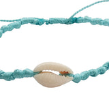 Bracelet cordon turquoise torsadé cauri naturel