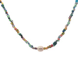 Gold necklace with cultured pearl and fancy pearls