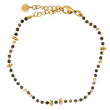 Bracelet doré Oeil de tigre avec boules et couronnes dorées