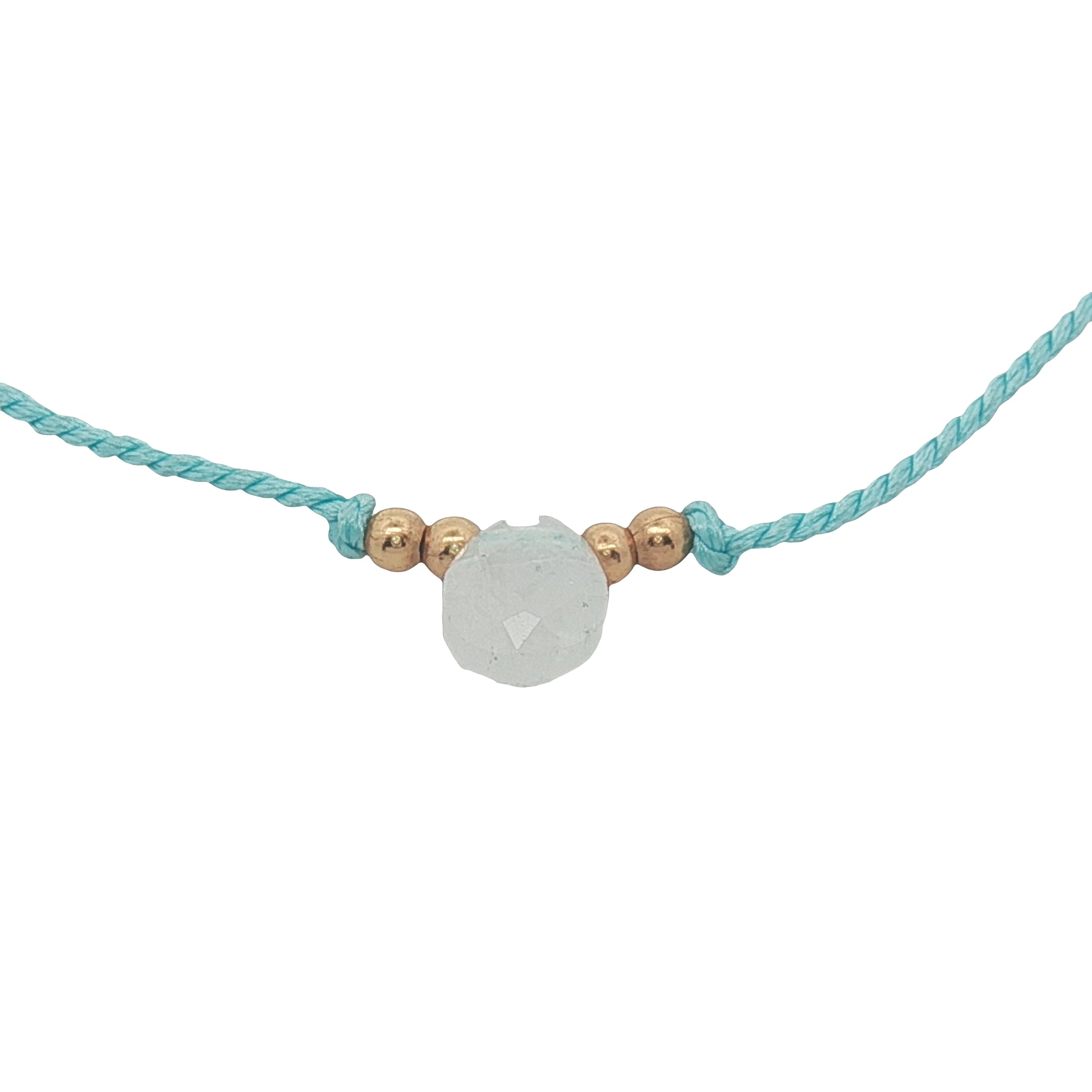 Bracelet doré fil turquoise goutte en pierre de lune