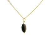 Collier doré grand trèfle en quartz fumé 42 cm