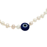 Gold bracelet with cultured pearls and eye