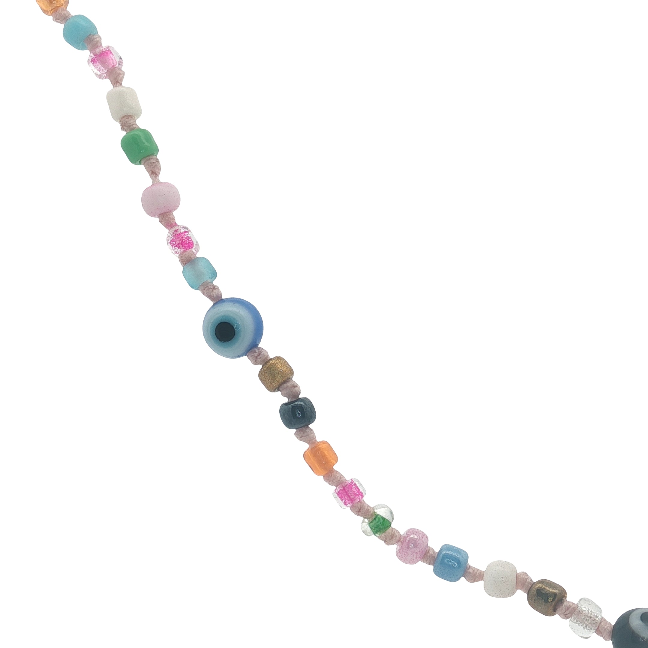 Collier doré mix de perles colorées et oeil 40 cm