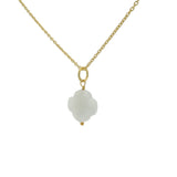 Collier doré grand trèfle pierre de lune 42 cm