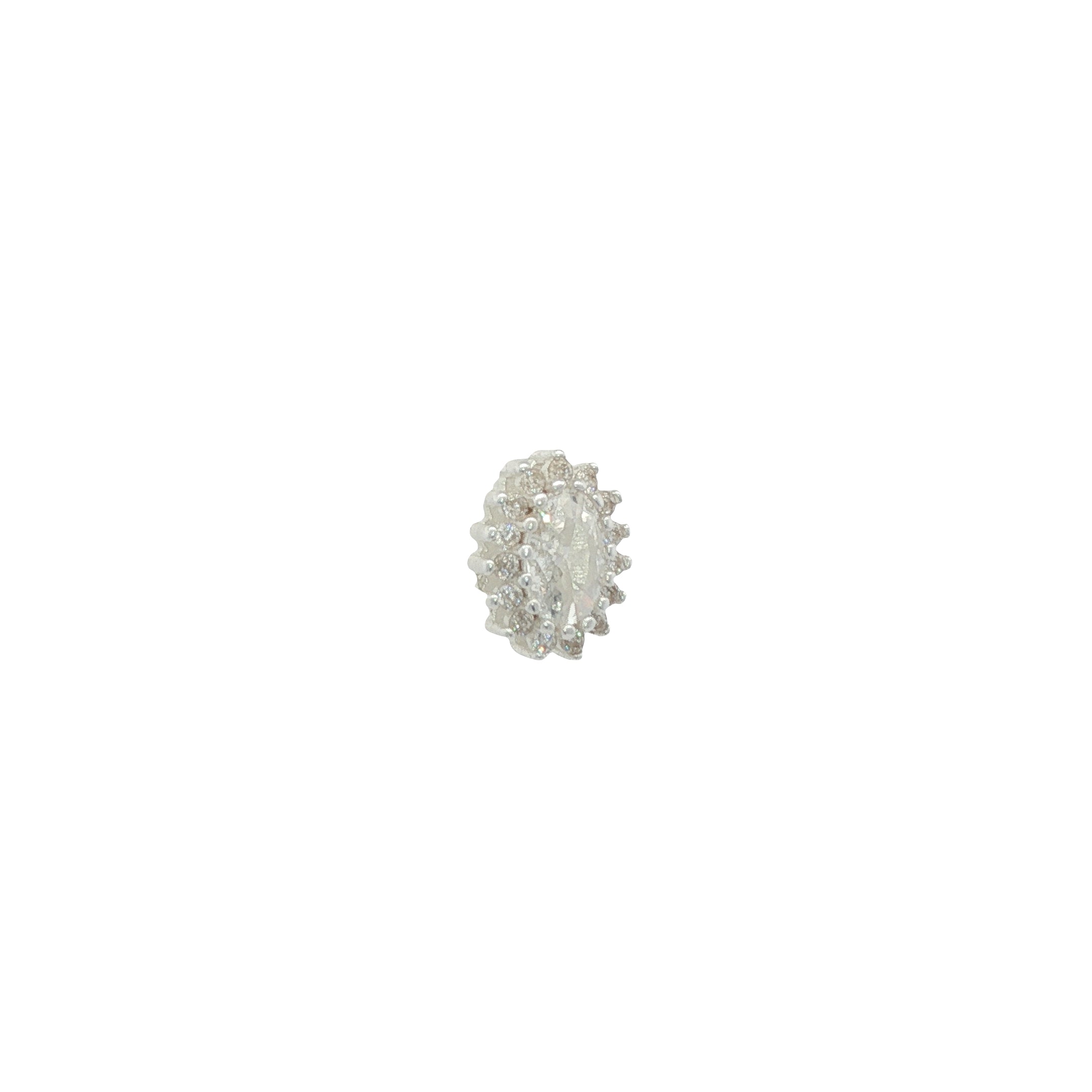 Boucle d'oreilles puce argent 925 zircon ovale