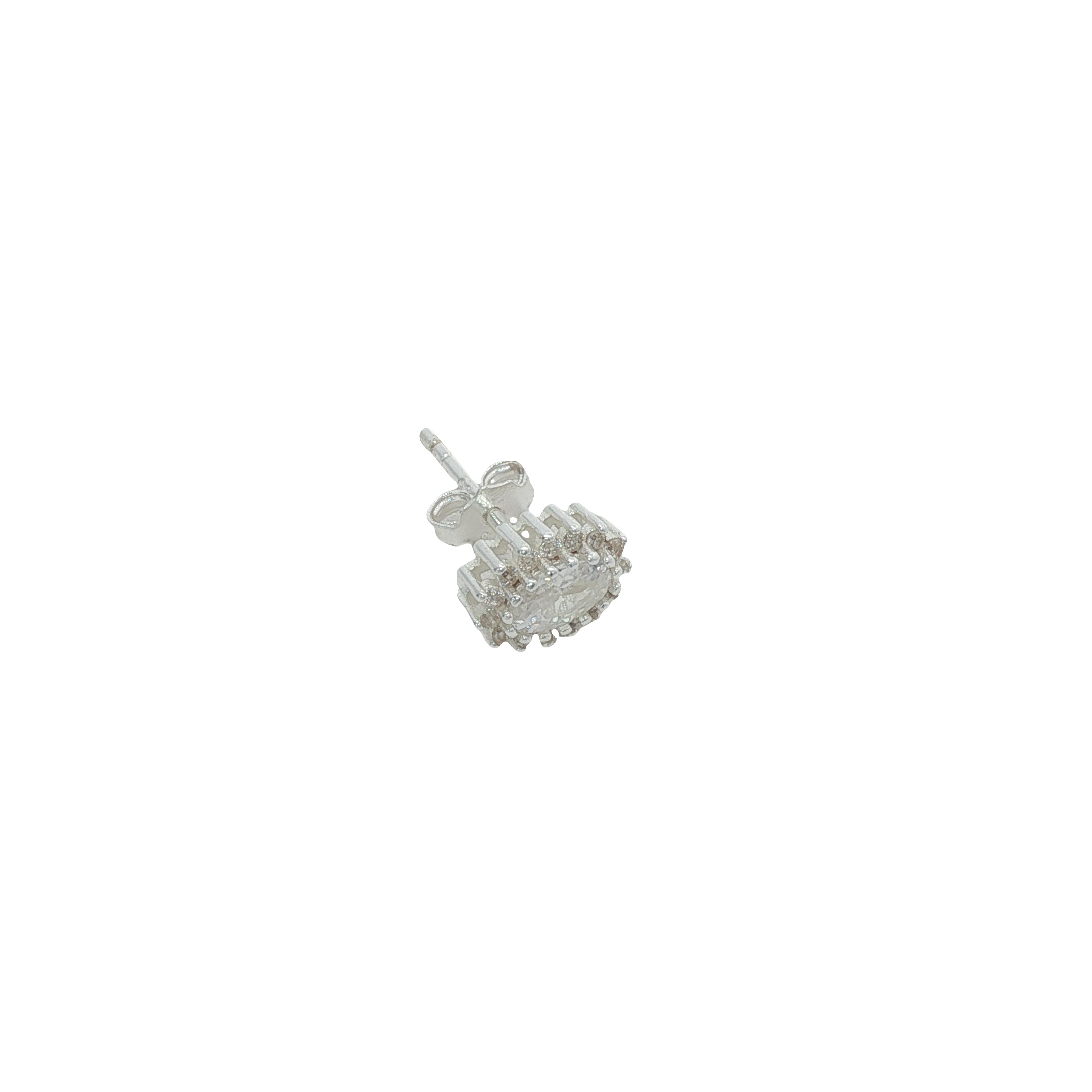 Boucle d'oreilles puce argent 925 zircon ovale