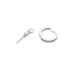 Mini créole fermée argent 925 pampille zircon baguette et tige