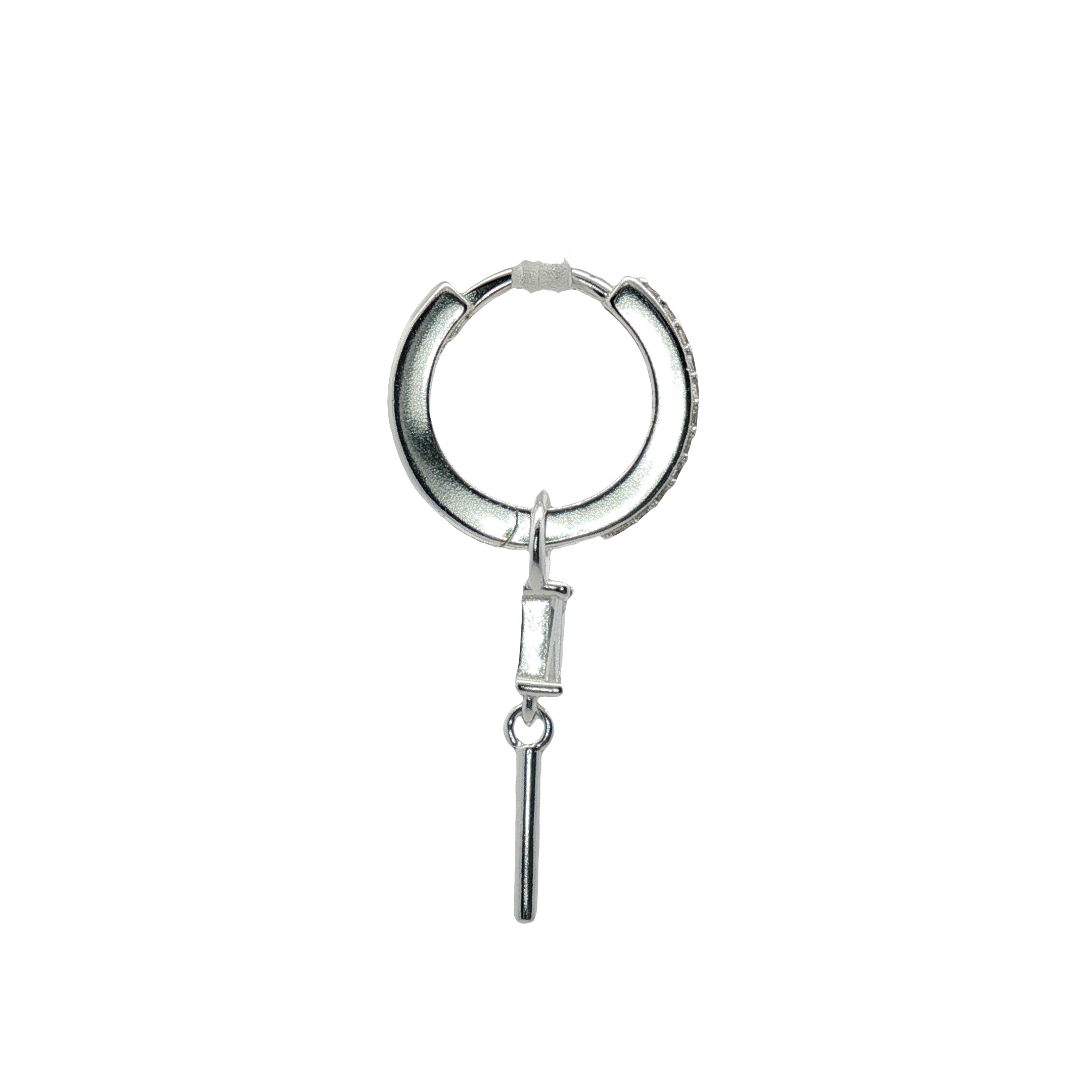 Mini créole fermée argent 925 pampille zircon baguette et tige