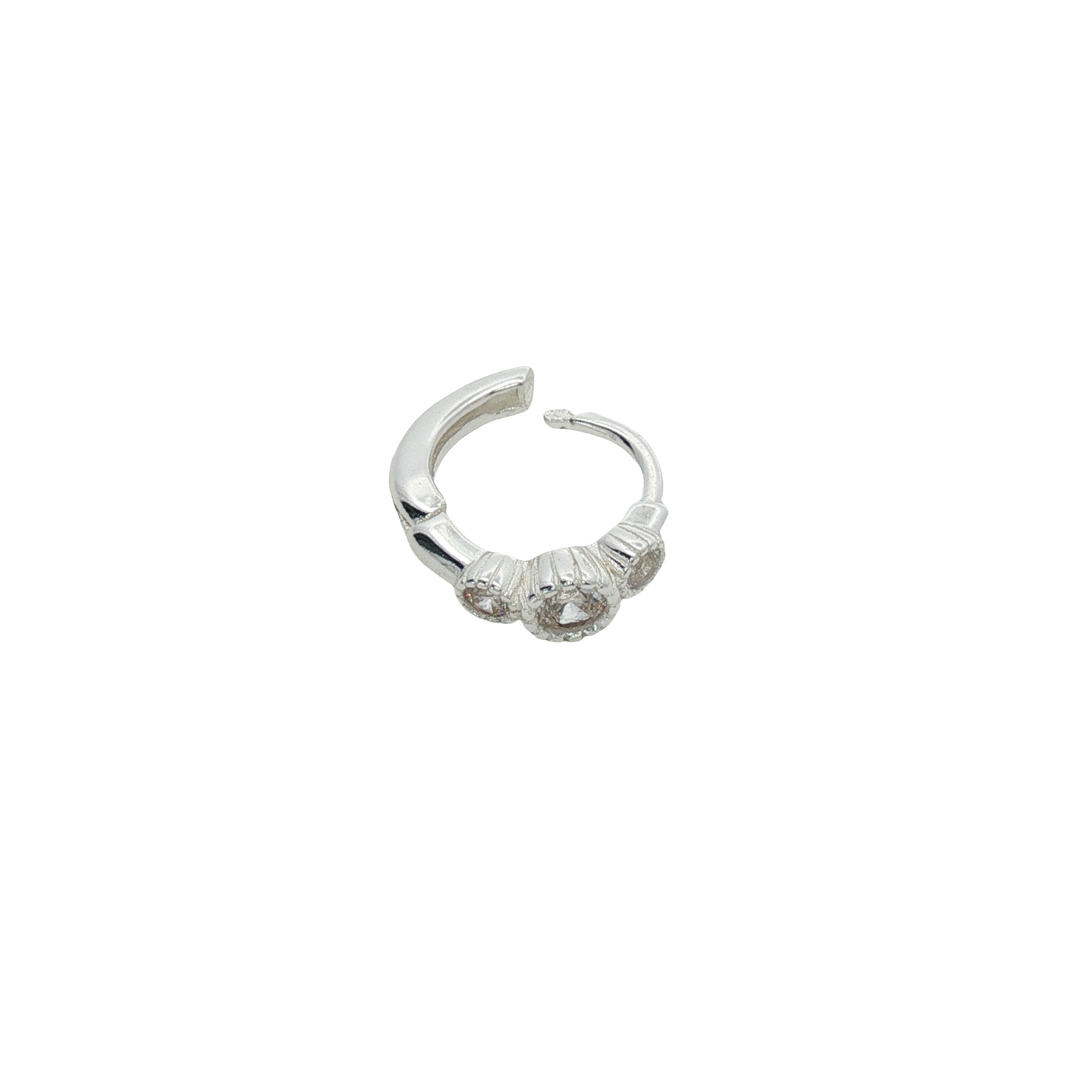 Mini créole fermée argent 925 3 zircons