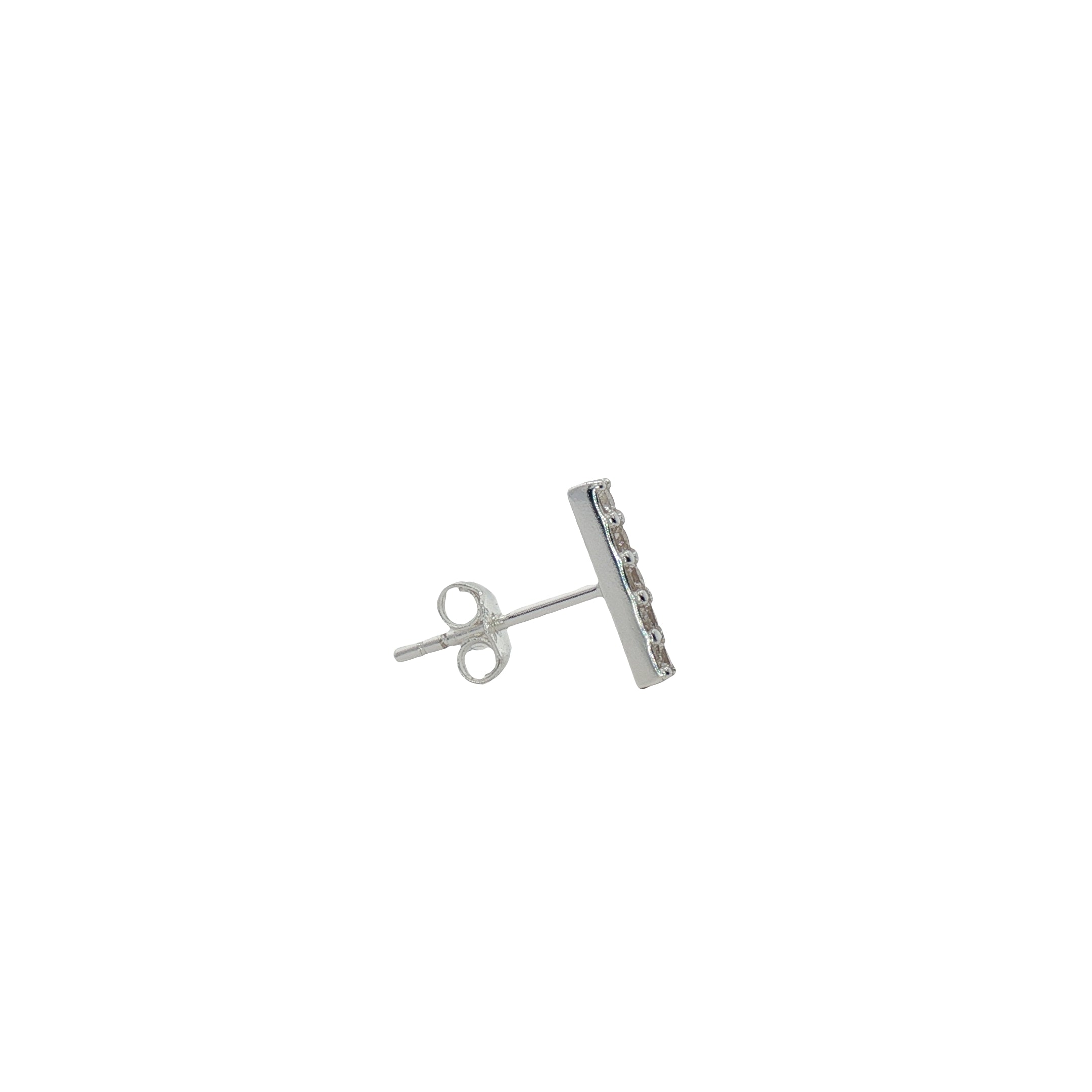 Boucle d'oreilles puce argent 925 barre fine zircons