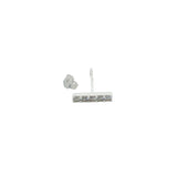 Boucle d'oreilles puce argent 925 barre fine zircons