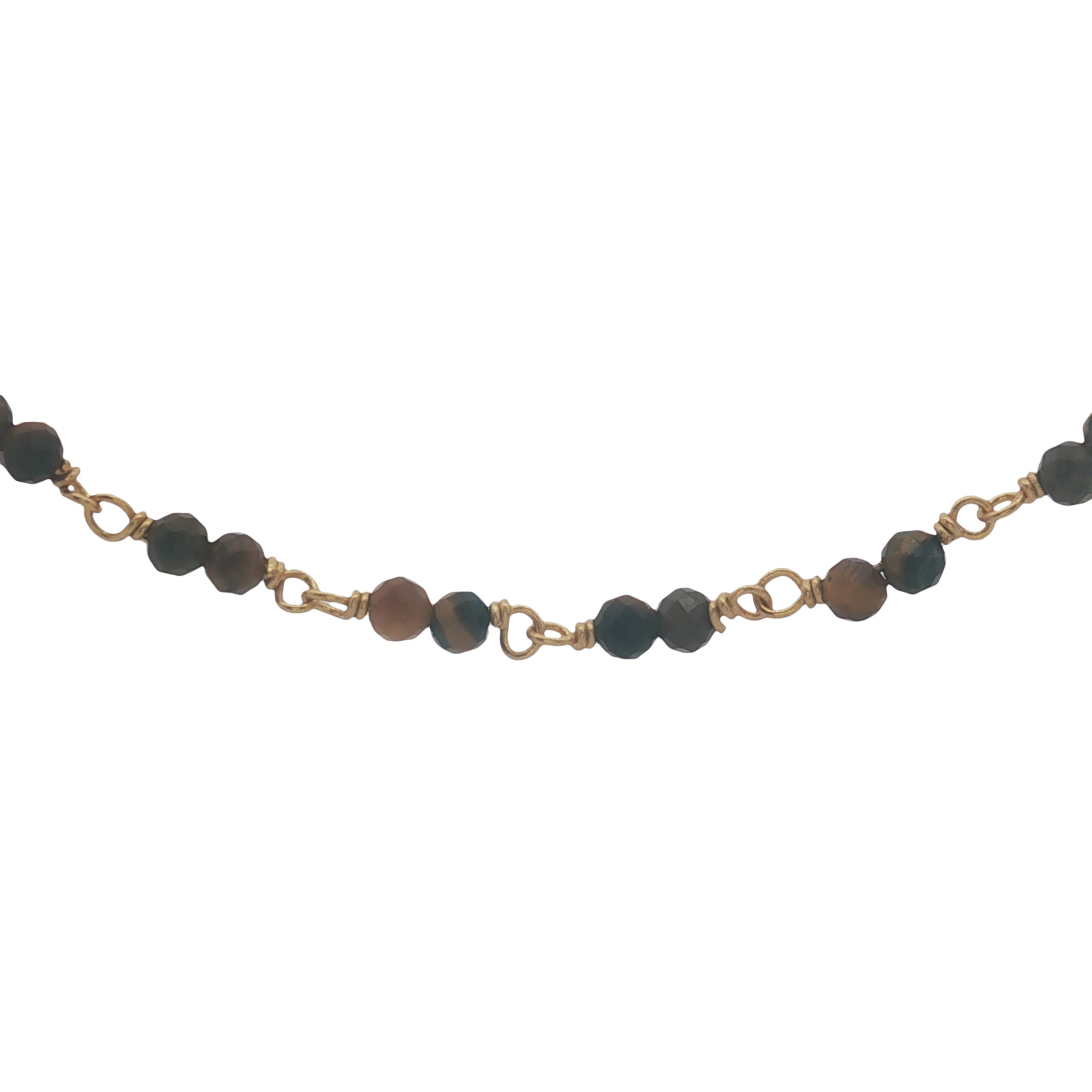 Collier doré avec duo oeil de tigre 42 cm
