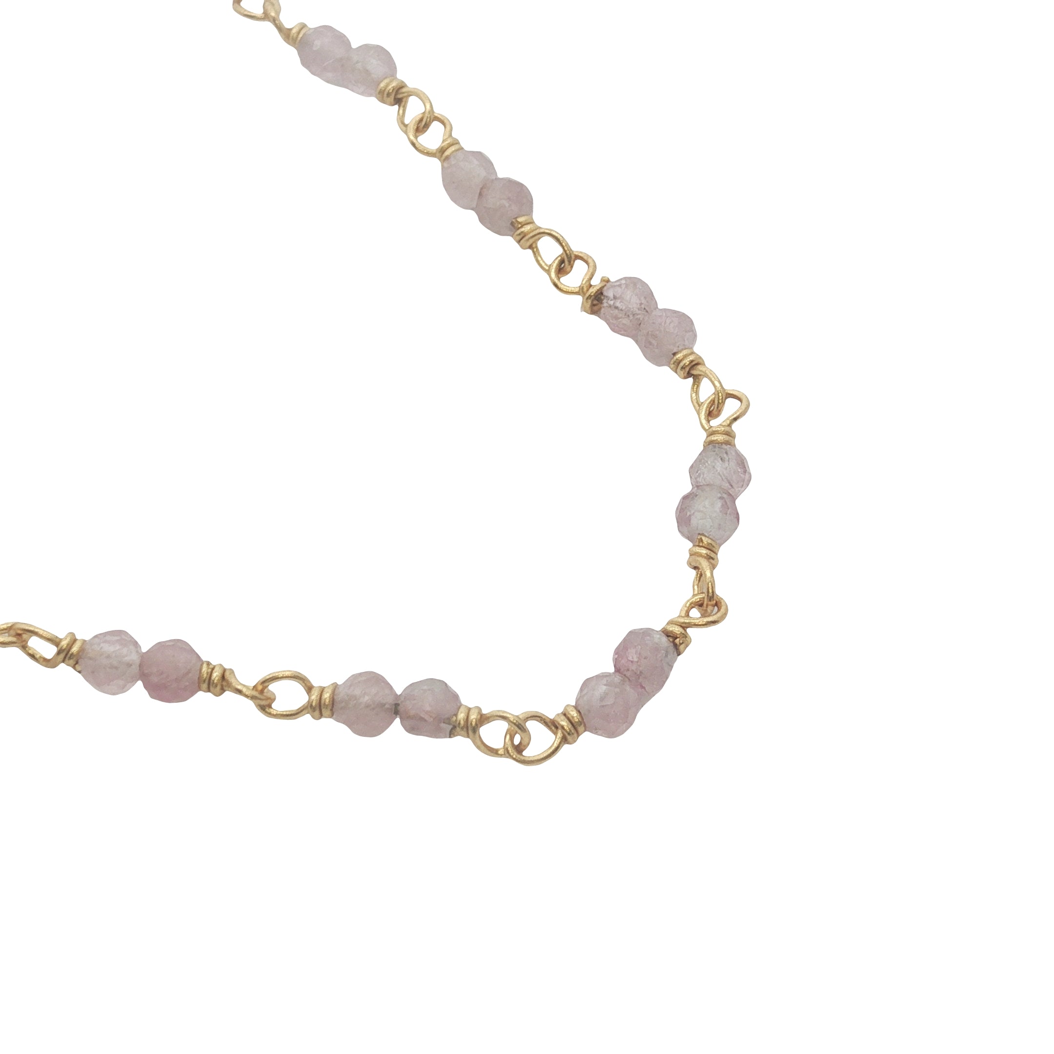 Collier doré avec duo tourmaline rose 42 cm