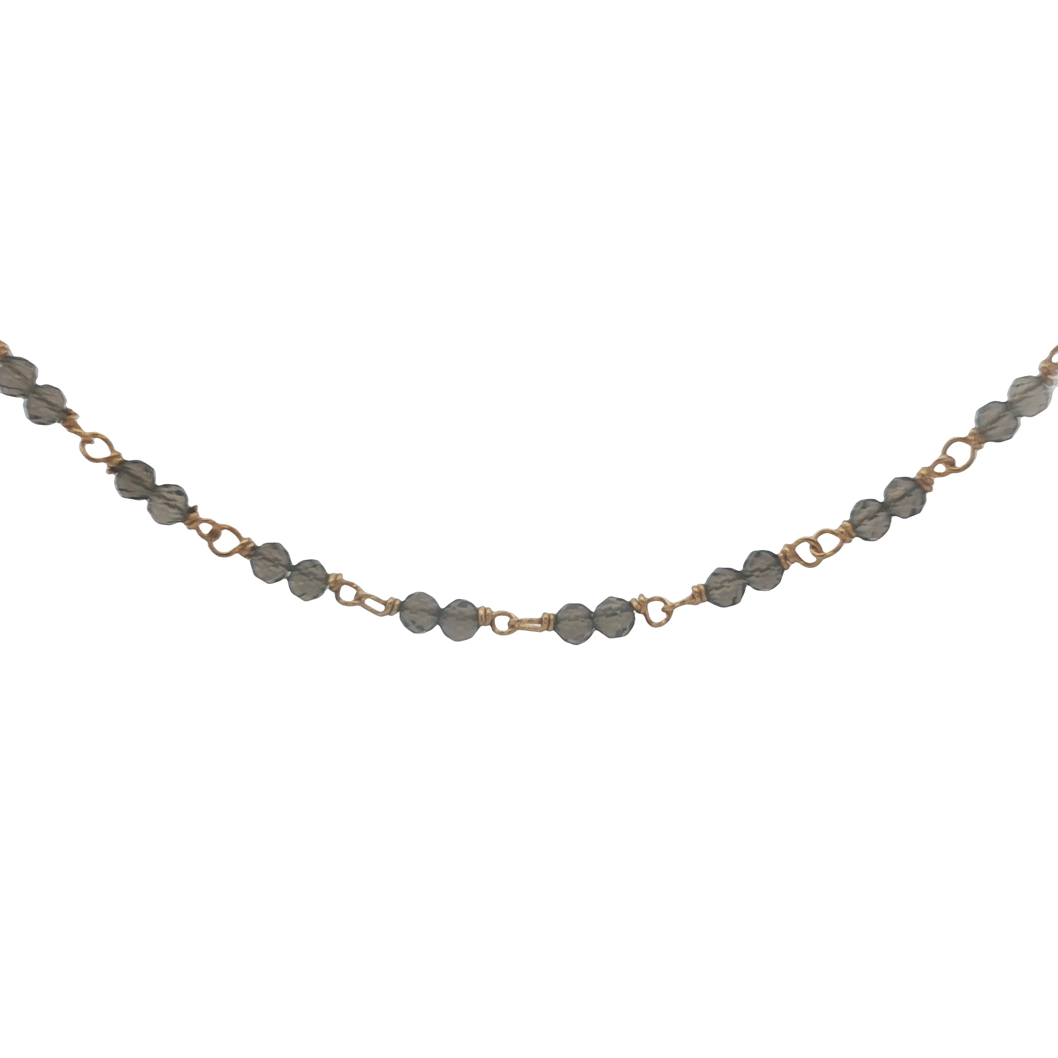Collier doré avec duo quartz fumé 42 cm